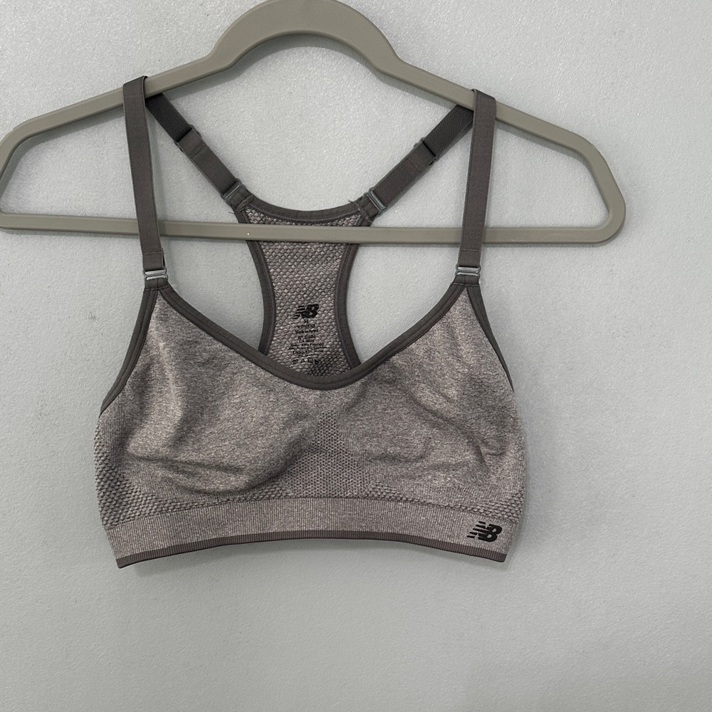 New Balance Seamless Gray Racerback Sports Bra - Picture 2 of 4